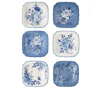 The Pioneer Woman Delilah Stoneware
Appetizer Plates, Blue,
Set of 6
